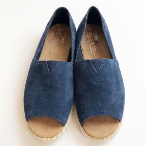 TOMS / Alpargata Peep Toe Suede Flat Shoes